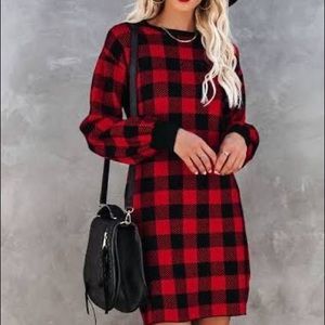 Button Detail Sweater Dress (Plus)